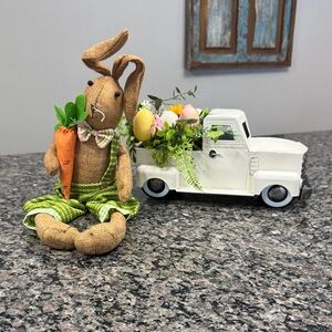Easter Bunny and White Truck Home Accent EUC